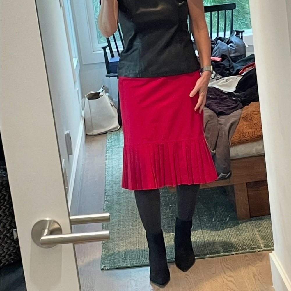 Moschino Red Knife-Pleated Skirt